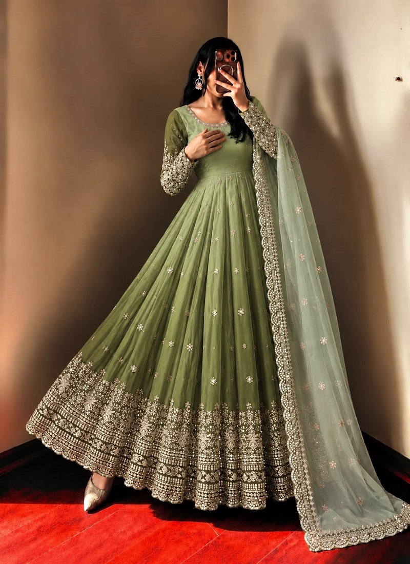 Sr 1725 Georgette With Embroidery Sequence Work Readymade Suits